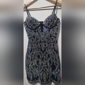 Sexy Black and Silver Embellished Dress